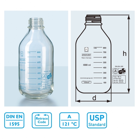 耐壓玻璃瓶(真空及耐壓範圍-1至1.5bar)